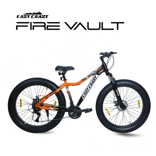 EAST COAST Firevault 26T Fat Tyre Cycle for Boys, & Kids 15+, 21 Gears Cycle, Dual Disc Brakes, Front Suspension