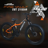 EAST COAST Firevault 26T Fat Tyre Cycle for Boys, & Kids 15+, 21 Gears Cycle, Dual Disc Brakes, Front Suspension