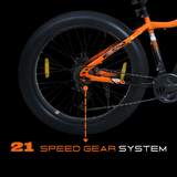 EAST COAST Firevault 26T Fat Tyre Cycle for Boys, & Kids 15+, 21 Gears Cycle, Dual Disc Brakes, Front Suspension