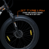 EAST COAST Firevault 26T Fat Tyre Cycle for Boys, & Kids 15+, 21 Gears Cycle, Dual Disc Brakes, Front Suspension