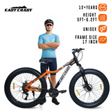 EAST COAST Firevault 26T Fat Tyre Cycle for Boys, & Kids 15+, 21 Gears Cycle, Dual Disc Brakes, Front Suspension