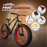 EAST COAST Unisex Trooper 21 Speed Cycle/Mountain Bike | 26T Fat Bike/Cycle Without Carrier, 17 Inch Frame, Dual Disk Brake Ideal for 13+ Years, Front Suspension