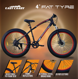EAST COAST Unisex Trooper 21 Speed Cycle/Mountain Bike | 26T Fat Bike/Cycle Without Carrier, 17 Inch Frame, Dual Disk Brake Ideal for 13+ Years, Front Suspension