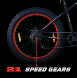 EAST COAST Unisex Trooper 21 Speed Cycle/Mountain Bike | 26T Fat Bike/Cycle Without Carrier, 17 Inch Frame, Dual Disk Brake Ideal for 13+ Years, Front Suspension
