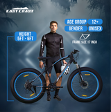 EAST COAST Unisex Trooper 21 Speed Cycle/Mountain Bike | 26T Fat Bike/Cycle Without Carrier, 17 Inch Frame, Dual Disk Brake Ideal for 13+ Years, Front Suspension