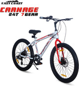 CARNAGE 24T 7-Speed Mountain Bicycle for Kids of 9 to 13 yrs Age – White Color