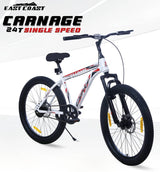 CARNAGE 24T Single-Speed Mountain Bicycle for Kids of 9 to 15 yrs Age – White Color