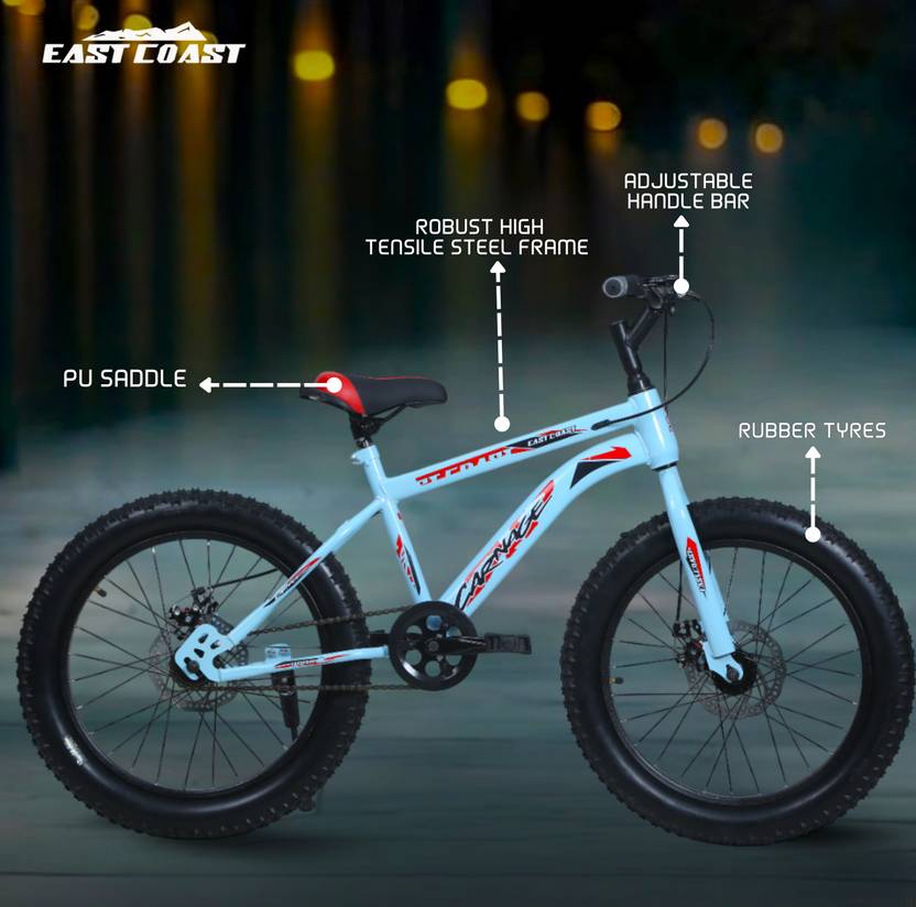 Carnage 20T Single Speed Cycle/Fat Bike for Kids - Ideal for 5 to 9 years (Sky Blue)