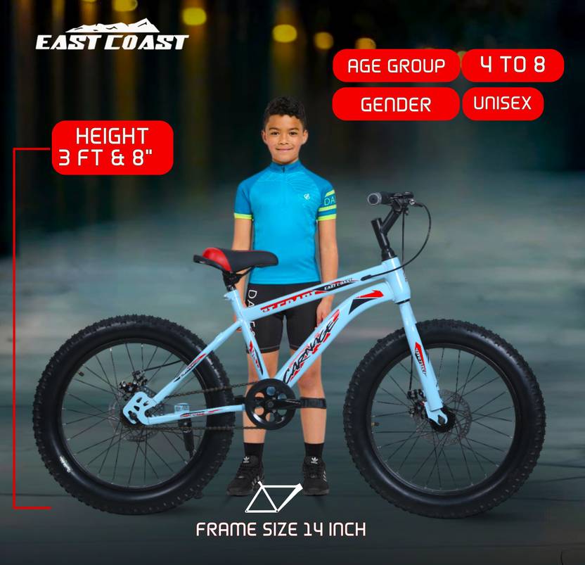 Carnage 20T Single Speed Cycle/Fat Bike for Kids - Ideal for 5 to 9 years (Sky Blue)