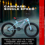 Carnage 20T Single Speed Cycle/Fat Bike for Kids - Ideal for 5 to 9 years (Sky Blue)