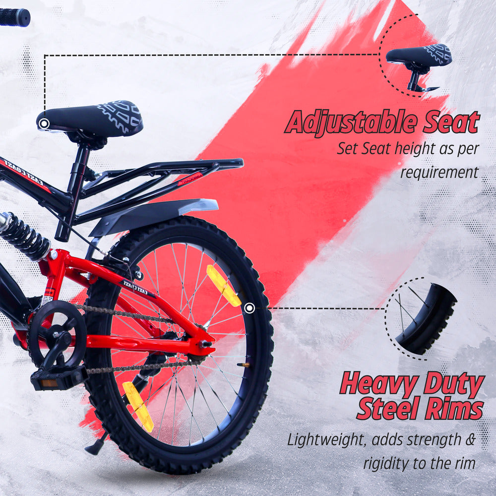 ARROGANT 20T Single Speed Kids Cycle with Center Suspension - Red Color