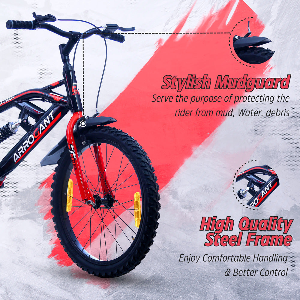 ARROGANT 20T Single Speed Kids Cycle with Center Suspension - Red Color