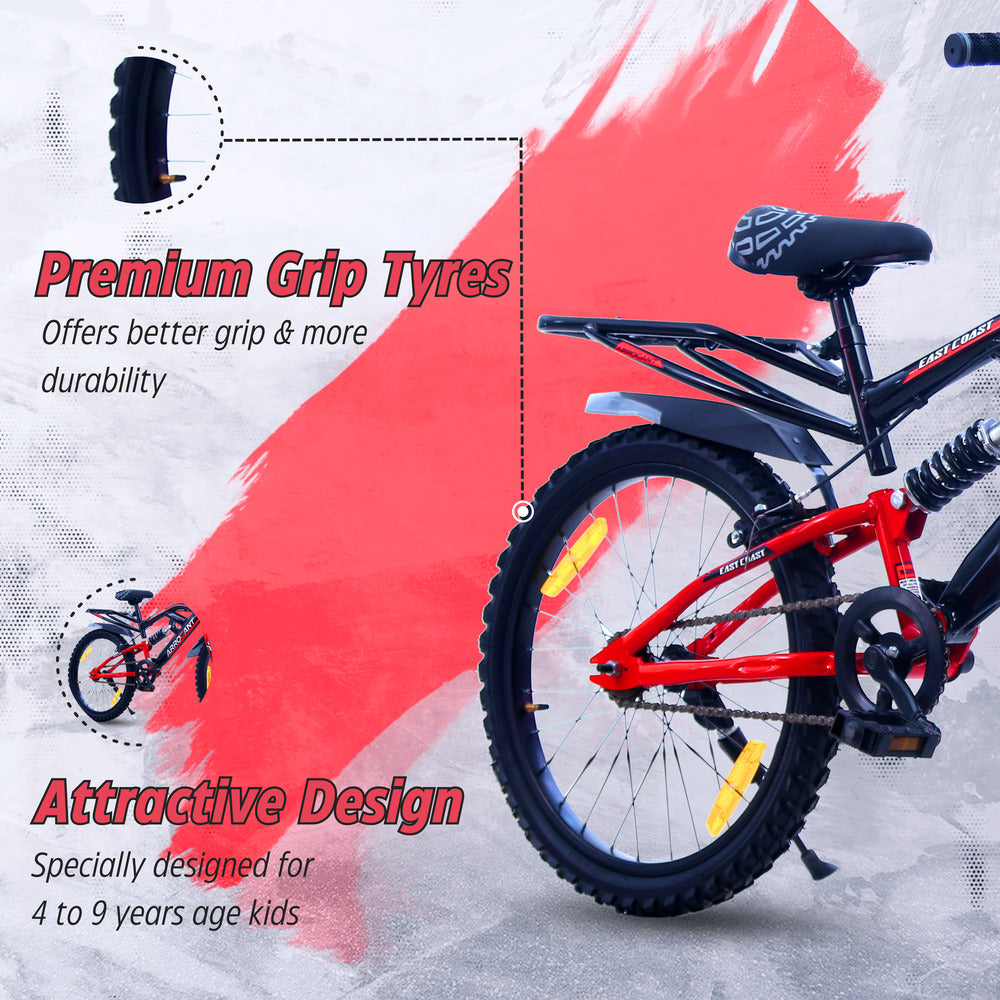 ARROGANT 20T Single Speed Kids Cycle with Center Suspension - Red Color