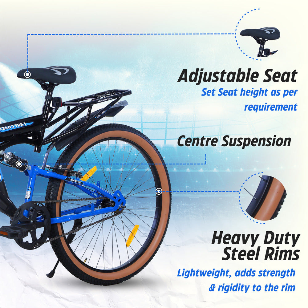 ARROGANT 26T Single Speed Hybrid Bicycle/City Bike With Center Suspension - Blue Color