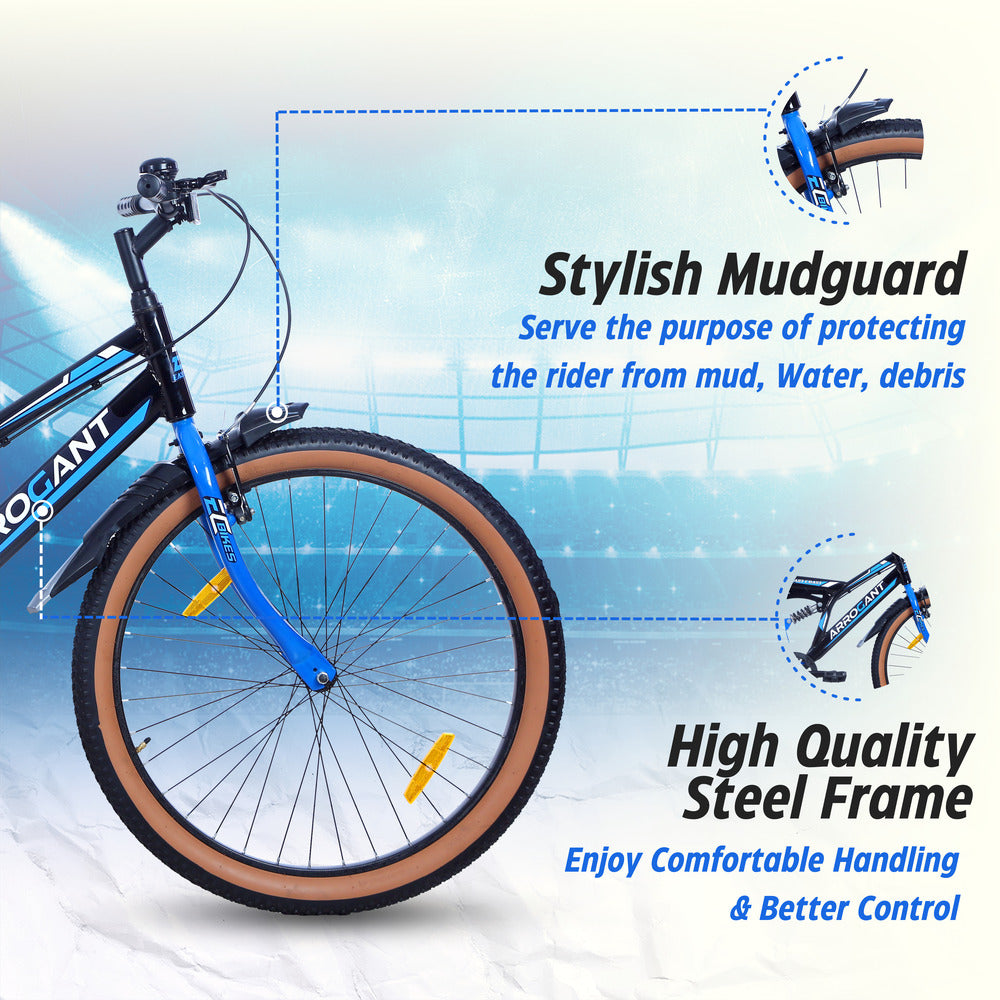 ARROGANT 26T Single Speed Hybrid Bicycle/City Bike With Center Suspension - Blue Color