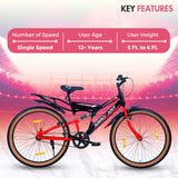 ARROGANT 26T Single-Speed Hybrid Bicycle/City Bike With Center Suspension - Red Color