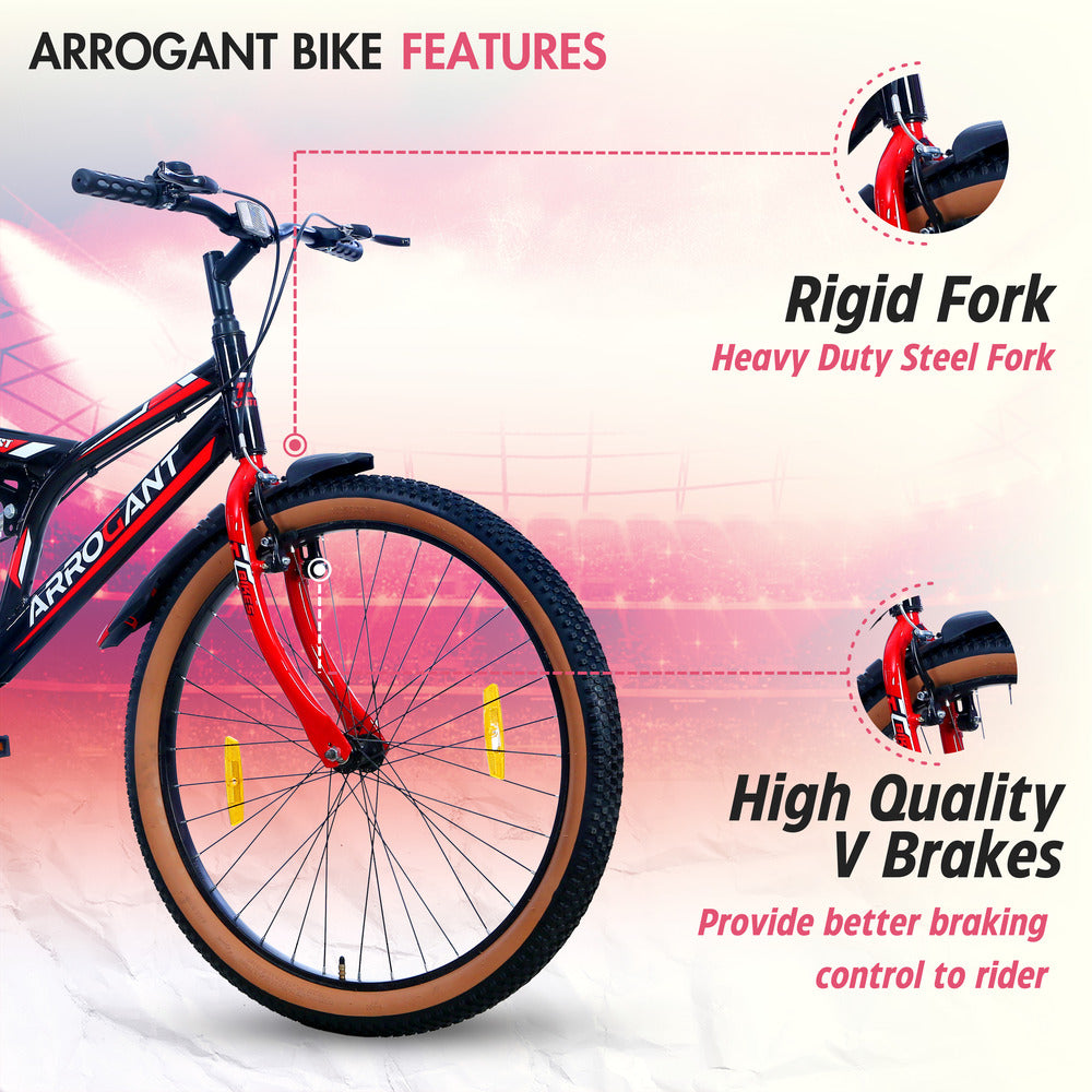 ARROGANT 26T Single-Speed Hybrid Bicycle/City Bike With Center Suspension - Red Color