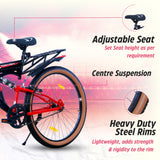 ARROGANT 26T Single-Speed Hybrid Bicycle/City Bike With Center Suspension - Red Color