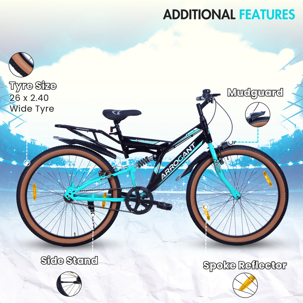 ARROGANT 26T Hybrid Bicycle/City Bike With Center Suspension - Seagreen Color