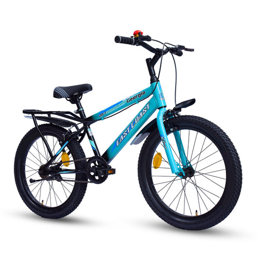 EAST COAST Georgia Single-Speed Kids Cycle | 20T Bike for Kids - Dual Shade (Black-Seablue)