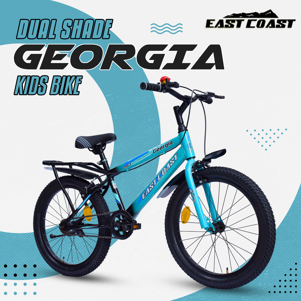 Georgia Single-Speed Kids Cycle | 20T Bike for Kids - Dual Shade (Black-Seagreen)