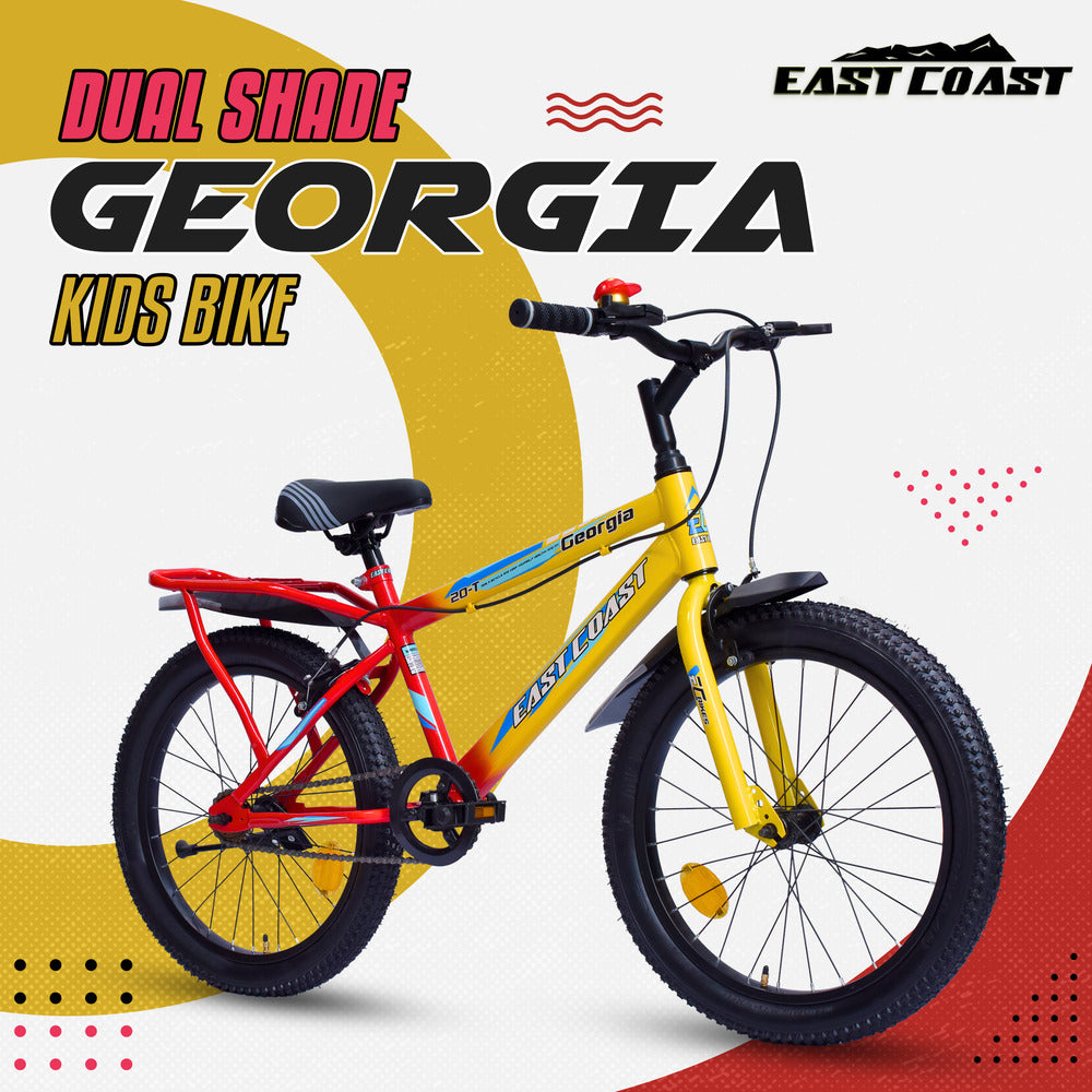 Georgia Single-Speed Kids Cycle/Bicycle | 20T Bike for Kids - Dual Shade (Yellow-Red)