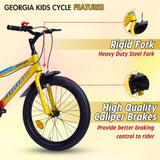 Georgia Single-Speed Kids Cycle/Bicycle | 20T Bike for Kids - Dual Shade (Yellow-Red)