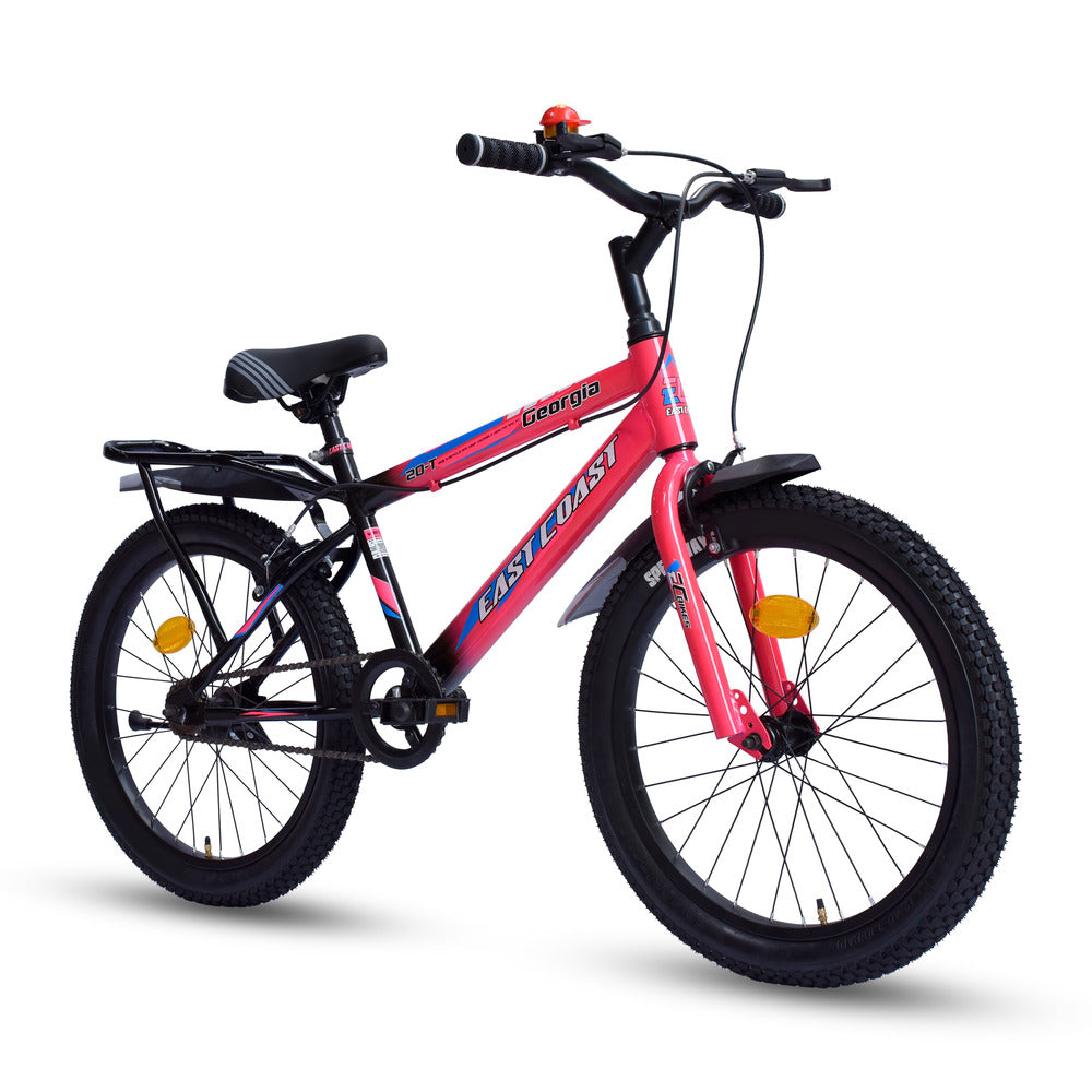 Georgia Single-Speed Kids Cycle | 20T Bike for Kids - Dual Shade (Black-Pink)