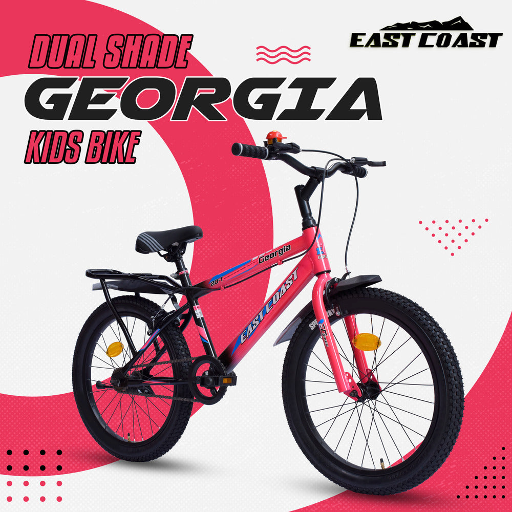 Georgia Single-Speed Kids Cycle | 20T Bike for Kids - Dual Shade (Black-Pink)