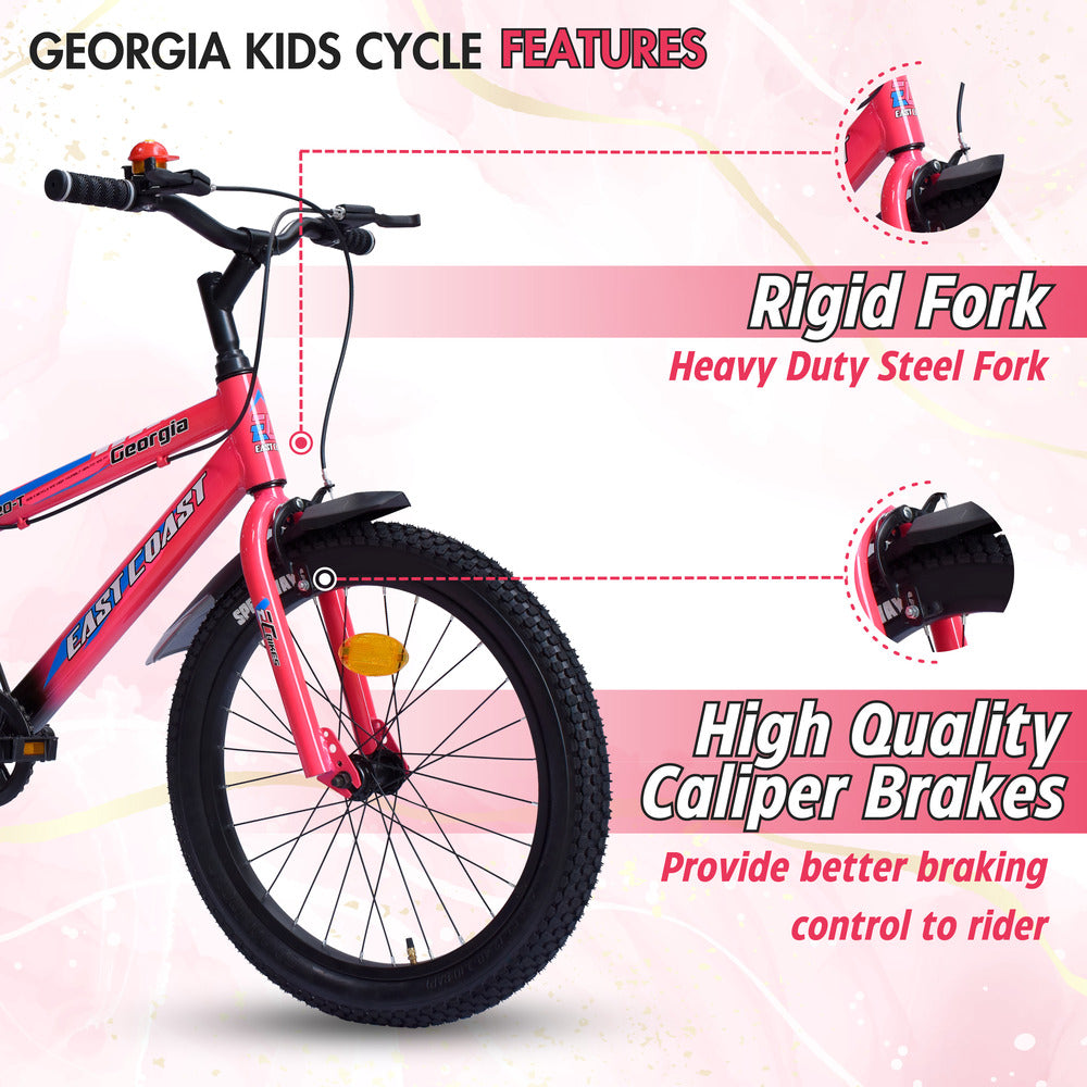 Georgia Single-Speed Kids Cycle | 20T Bike for Kids - Dual Shade (Black-Pink)