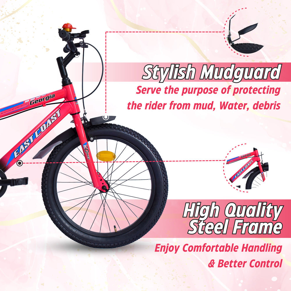 Georgia Single-Speed Kids Cycle | 20T Bike for Kids - Dual Shade (Black-Pink)