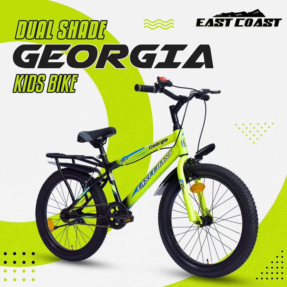 Georgia Single-Speed Kids Cycle Bicycle | 20T Bike for Kids - Dual Shade (Black-Green)