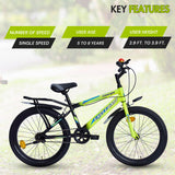 Georgia Single-Speed Kids Cycle Bicycle | 20T Bike for Kids - Dual Shade (Black-Green)