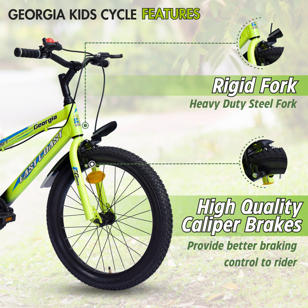 Georgia Single-Speed Kids Cycle Bicycle | 20T Bike for Kids - Dual Shade (Black-Green)