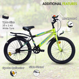 Georgia Single-Speed Kids Cycle Bicycle | 20T Bike for Kids - Dual Shade (Black-Green)