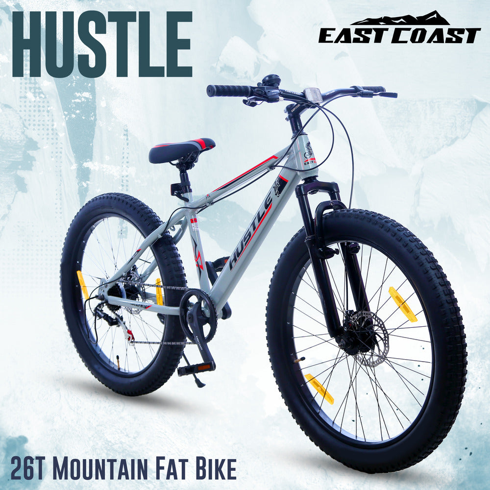 HUSTLE 7 Speed SkyScaper Semi Fat Tyre 26T Mountain Bike/Cycle - Grey Color