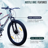 HUSTLE 7 Speed SkyScaper Semi Fat Tyre 26T Mountain Bike/Cycle - Grey Color