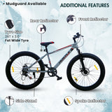 HUSTLE 7 Speed SkyScaper Semi Fat Tyre 26T Mountain Bike/Cycle - Grey Color