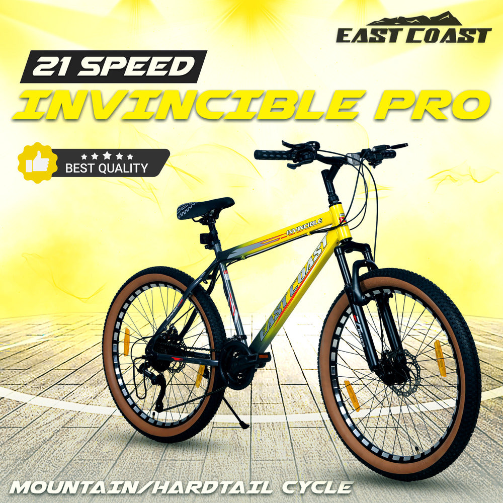 INVINCIBLE PRO 21 Speed | 26T Mountain Bike/ Cycle - Yellow Color