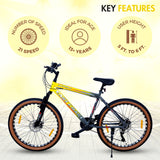 INVINCIBLE PRO 21 Speed | 26T Mountain Bike/ Cycle - Yellow Color