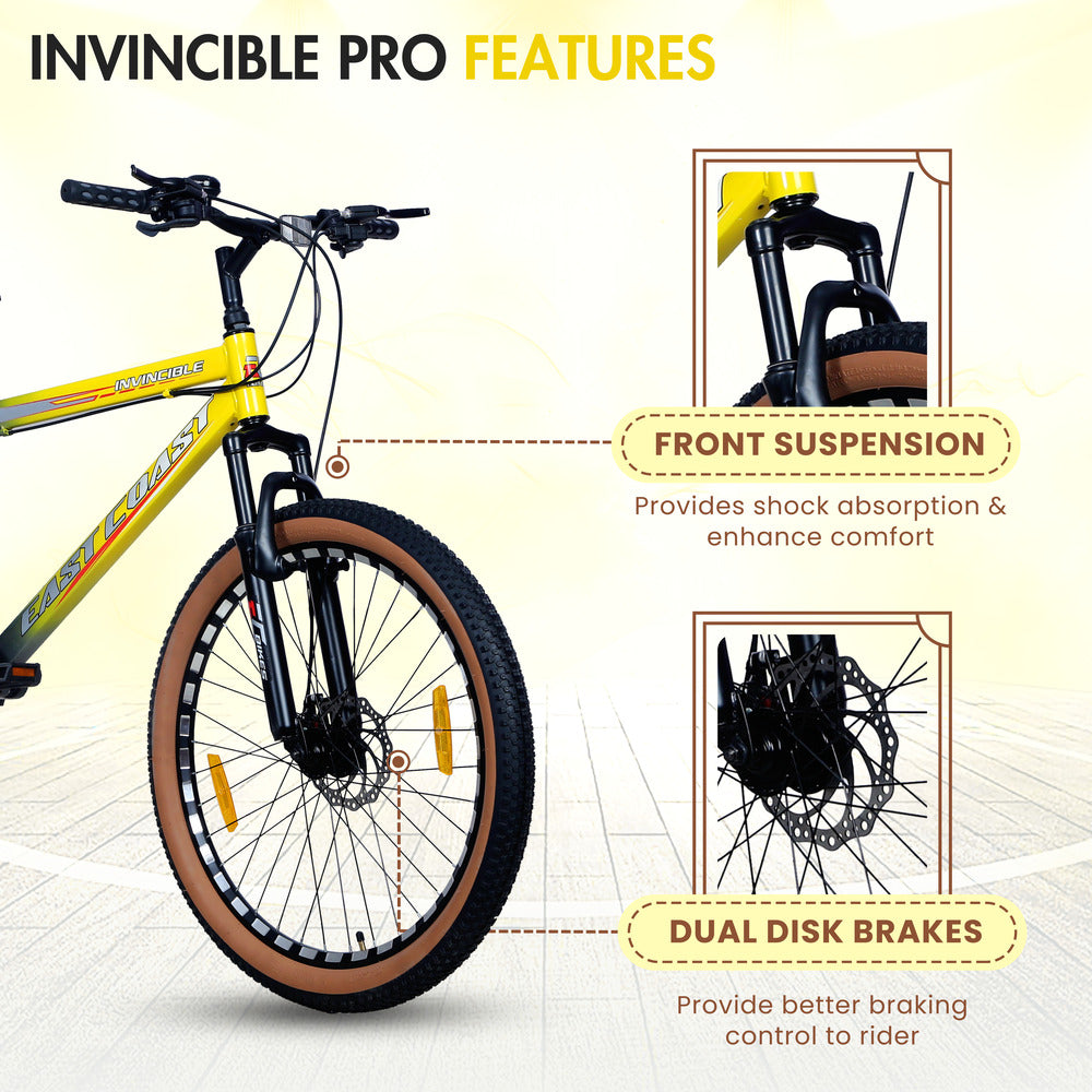 INVINCIBLE PRO 21 Speed | 26T Mountain Bike/ Cycle - Yellow Color