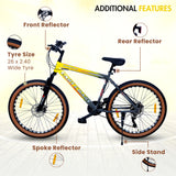 INVINCIBLE PRO 21 Speed | 26T Mountain Bike/ Cycle - Yellow Color