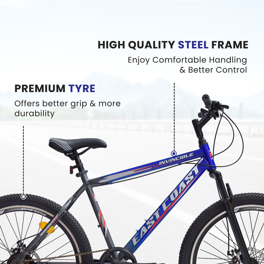 INVINCIBLE PRO 7 SPEED 26T Mountain Bike/Cycle - Blue Color