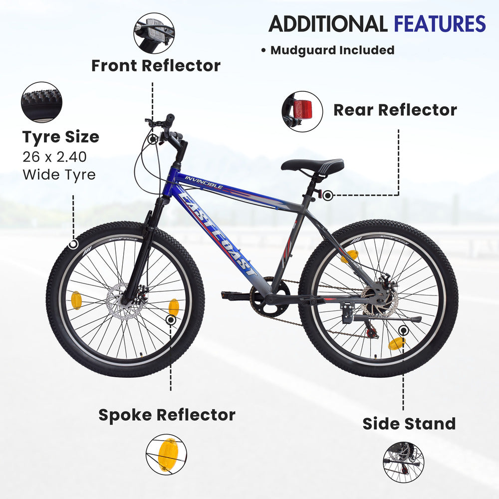 INVINCIBLE PRO 7 SPEED 26T Mountain Bike/Cycle - Blue Color