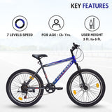 INVINCIBLE PRO 7 SPEED 26T Mountain Bike/Cycle - Blue Color