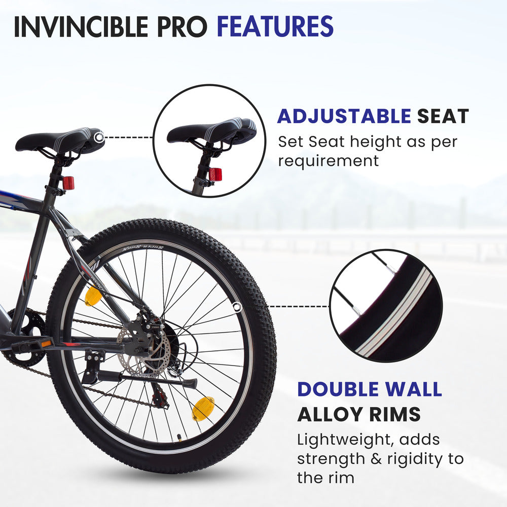 INVINCIBLE PRO 7 SPEED 26T Mountain Bike/Cycle - Blue Color