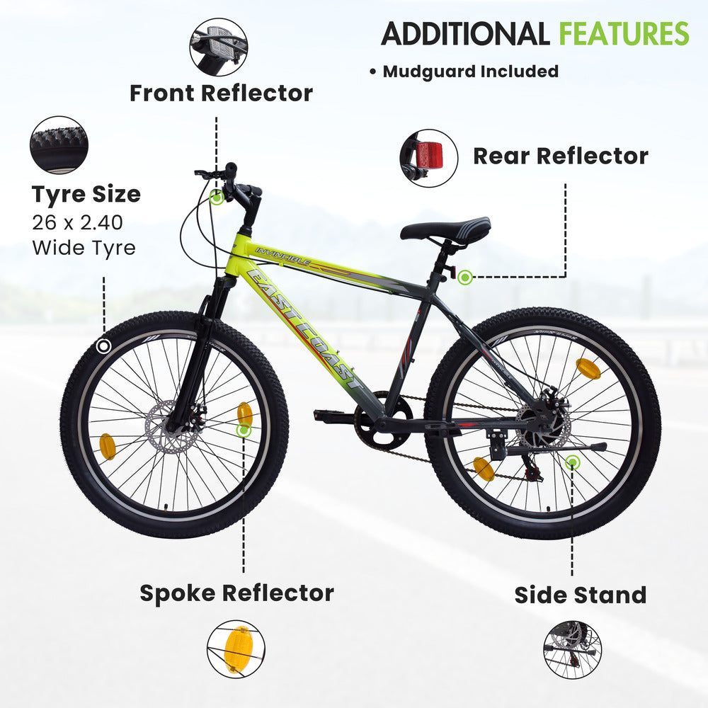 INVINCIBLE PRO 7 SPEED 26T Mountain Bike/Cycle - Green Color