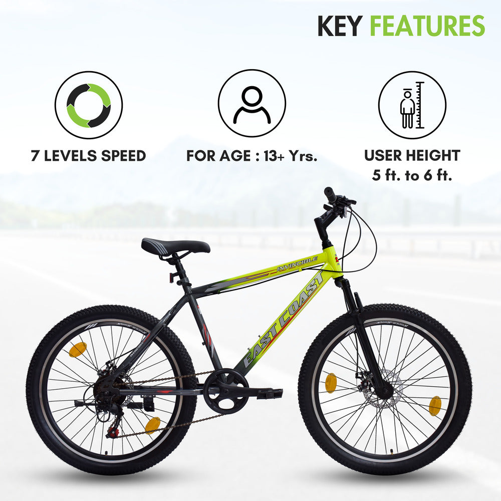 INVINCIBLE PRO 7 SPEED 26T Mountain Bike/Cycle - Green Color