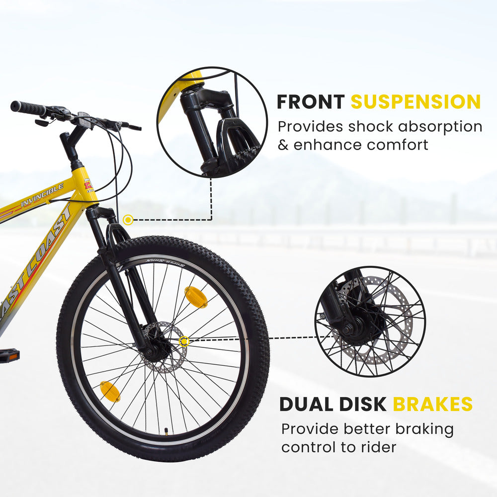 INVINCIBLE PRO 7 SPEED 26T Mountain Bike/Cycle - Yellow Color