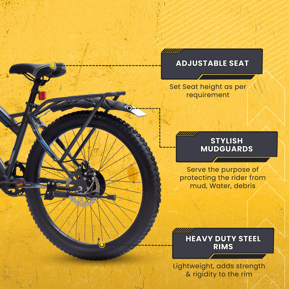 LEGEND 24T Single-Speed Mountain Bicycle for Kids of 9 to 15 yrs Age – Grey Color
